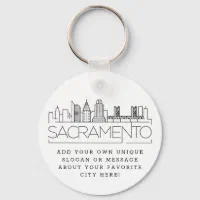 Louisville, KY Stylized Skyline, Custom Slogan Keychain, Zazzle