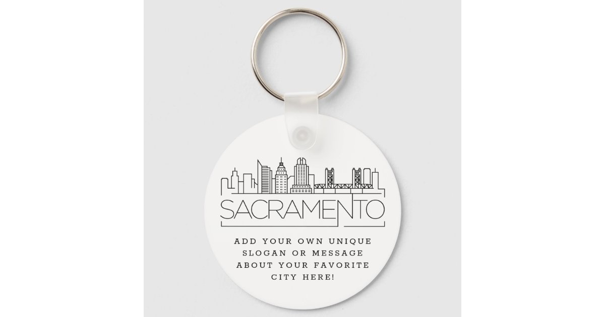 Zazzle Louisville, KY Stylized Skyline Custom Slogan Keychain, Adult Unisex, Size: 2, Black