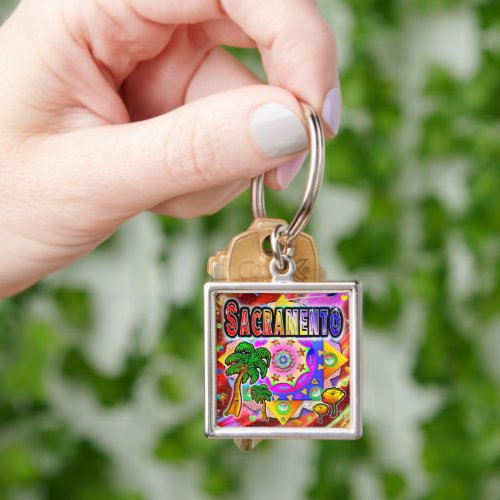 Sacramento Tropical Friends Keychain