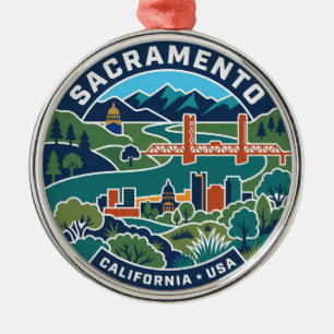 Sacramento Vintage Map California Metal Ornament