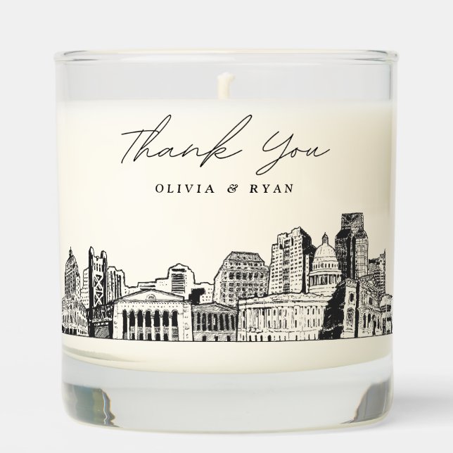 Sacramento Wedding Thank You Gift Custom Candle (Front)