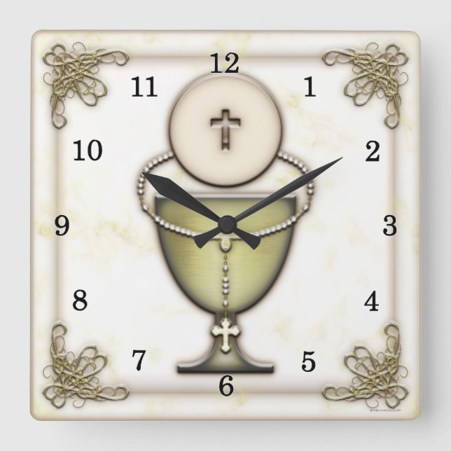 Sacraments Square Wall Clock (Front)