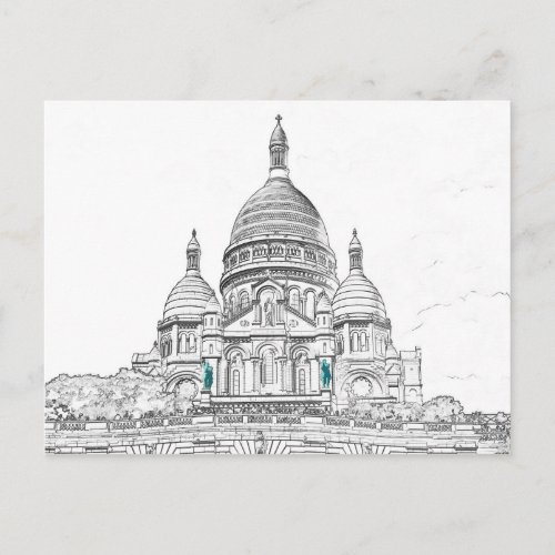 Sacre Coeur Basilica on Montmartre hill Paris Postcard