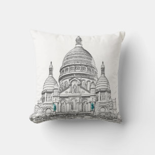 Sacre Coeur Basilica on Montmartre hill, Paris Throw Pillow