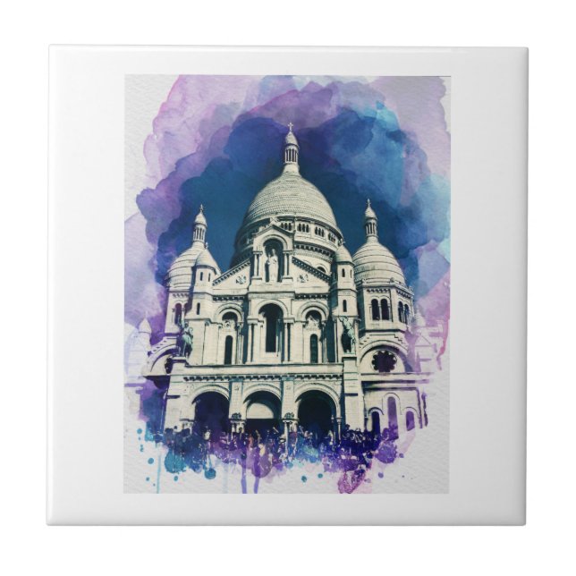 Sacré-Cœur Montmartre Paris France Architecture Ceramic Tile (Front)