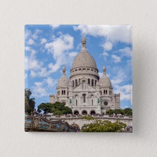 Sacre Coeur on Montmartre hill _ Paris France Button