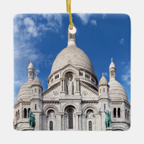 Sacre Coeur on Montmartre hill _ Paris France Ceramic Ornament