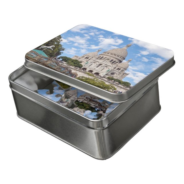 Sacre Coeur on Montmartre hill - Paris, France Jigsaw Puzzle (Lid Open)