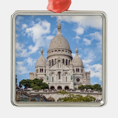 Sacre Coeur on Montmartre hill _ Paris France Metal Ornament