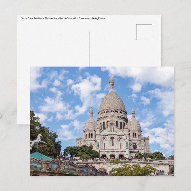 Sacre Coeur on Montmartre hill - Paris, France Postcard (Front/Back)