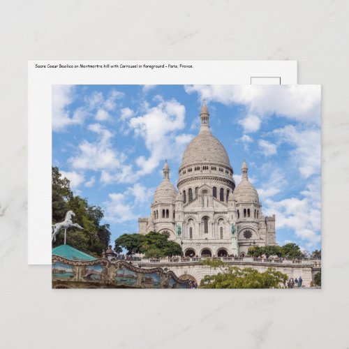 Sacre Coeur on Montmartre hill _ Paris France Postcard