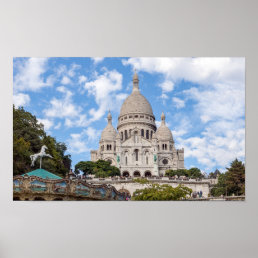 Sacre Coeur on Montmartre hill - Paris, France Poster