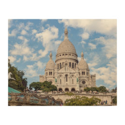 Sacre Coeur on Montmartre hill - Paris, France Wood Wall Art