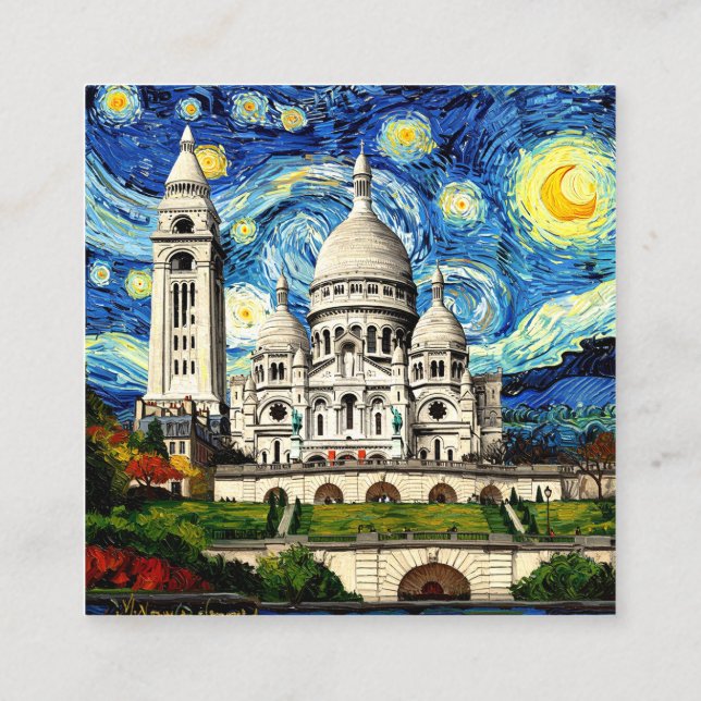 Sacre-Coeur Paris France Starry Night Enclosure Card (Back)
