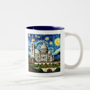 Sacre-Coeur Paris France Starry Night Two-Tone Coffee Mug