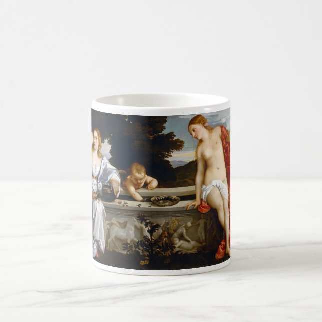 Sacred and Profane Love, Tiziano Vecelli, 1515 Coffee Mug (Center)