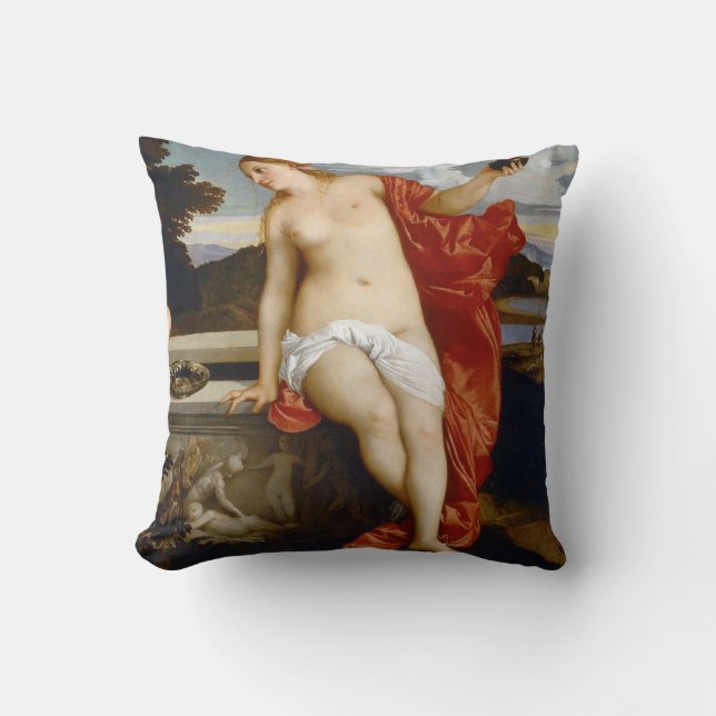 Sacred and Profane Love, Tiziano Vecelli, 1515 Throw Pillow (Front)