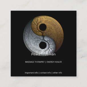 Sacred Balance   Yin Yang Symbol Square Business Card