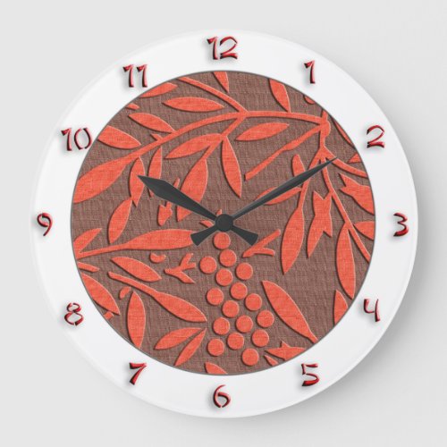 Sacred bamboo red japanese style with numbers large clock