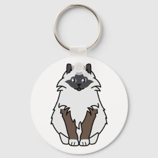 Sacred Birman Cat Cartoon Keychain