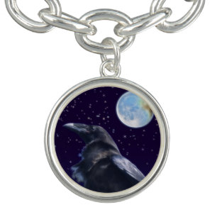 Sacred Black Raven & Moon Jewellery Design 2 Bracelet