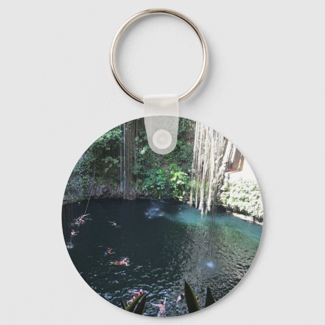 Sacred Blue Cenote, Ik Kil, Mexico #2 Keychain (Front)