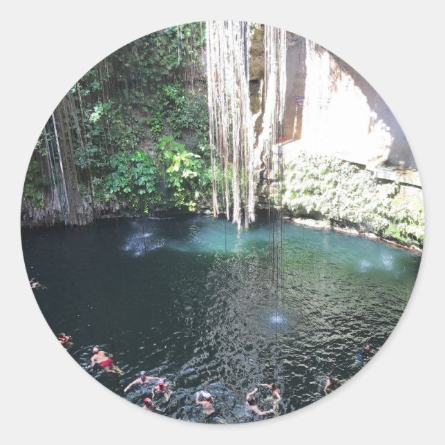 Sacred Blue Cenote, Ik Kil, Mexico #4 Stickers (Front)