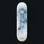 *~* Sacred Boho Tribal Shamanic Dream Catcher Skateboard<br><div class="desc">* Western BOHO American Watercolor Abstract Dream Catcher Journey with lovely Feathers as a Shamanic symbol for a Native American Spiritual Healer or BOHEMIAM design. * . *** The colors are mostly deep DENIM AND SLATE BLUE on WHITE. This spirit based esoteric popular boho creative abstract modern dreamcatcher and feathers...</div>