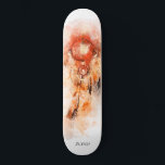 *~* Sacred Boho . Tribal Shamanic Dream Catcher Skateboard<br><div class="desc">* Western BOHO American Watercolor Abstract Dream Catcher Journey with lovely Feathers as a Shamanic symbol for a Native American Spiritual Healer or BOHEMIAM design. * . *** The colors are mostly deep PEACH ORANGE RED GRAY SALMON on WHITE. This spirit based esoteric popular boho creative abstract modern dreamcatcher and...</div>