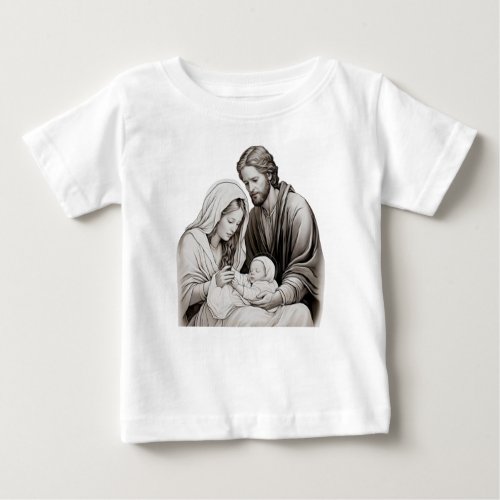 Sacred Bond Jesus Mother and Baby Painting Baby T_Shirt