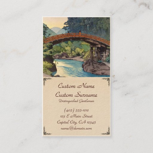 Customizable Sacred Bridge in Nikko Hiroshi Yoshida hanga art Business Cards