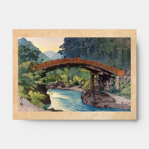 Sacred Bridge in Nikko Hiroshi Yoshida hanga art Envelope
