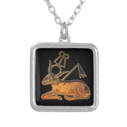 Sacred Bull Egyptian 3D 3 Silver Plated Necklace