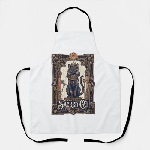 Sacred Cat Cat Ancient Egypt Vintage Vector Art Sh Apron