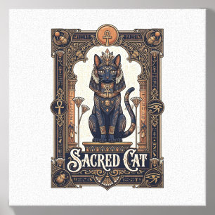 Sacred Cat Cat Ancient Egypt Vintage Vector Art Sh Canvas Photo Tile