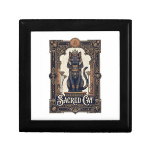 Sacred Cat Cat Ancient Egypt Vintage Vector Art Sh Gift Box