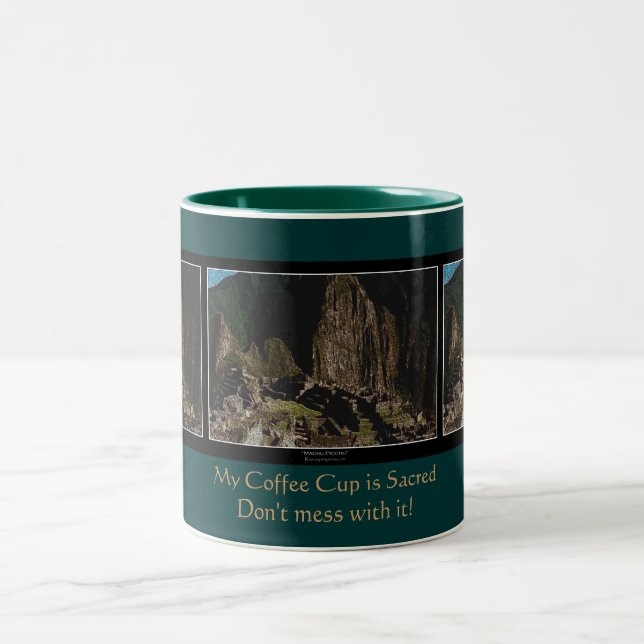 "Sacred Coffee Cup" Machu Picchu Incan Humor Mug (Center)