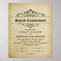 "Sacred Commitment" Antique Wedding Certificate