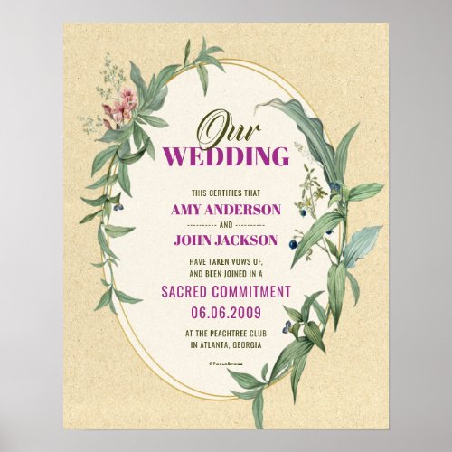 Sacred Commitment Wedding Certificate Poster