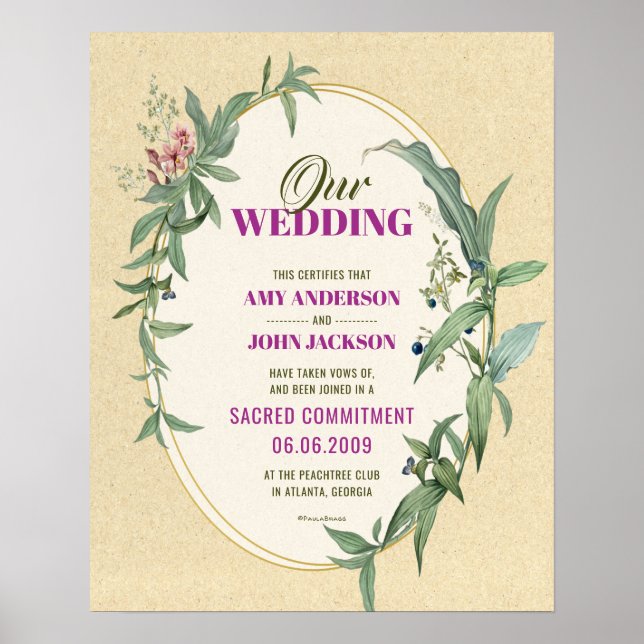 Sacred Commitment Wedding Certificate Poster (Front)