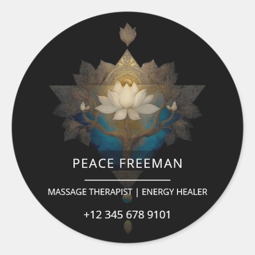 SACRED CONVERGENCE | ALCHEMICAL LOTUS SYMBOL CLASSIC ROUND STICKER