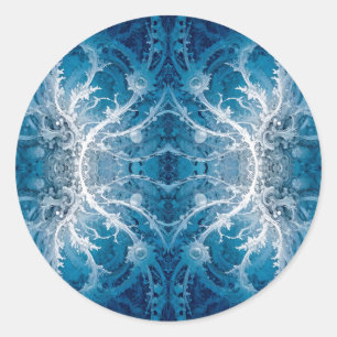 Sacred Cosmic Flow - Blue Silver Symmetry Classic Round Sticker