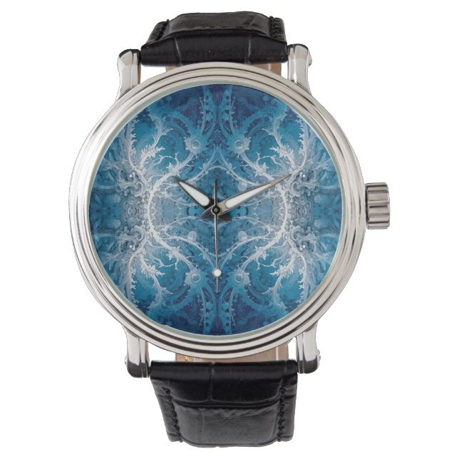 Sacred Cosmic Flow - Blue Silver Symmetry Watch (Front)