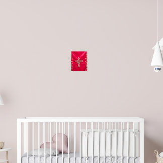 Sacred Crimson: Embroidered Orthodox Cross Poster