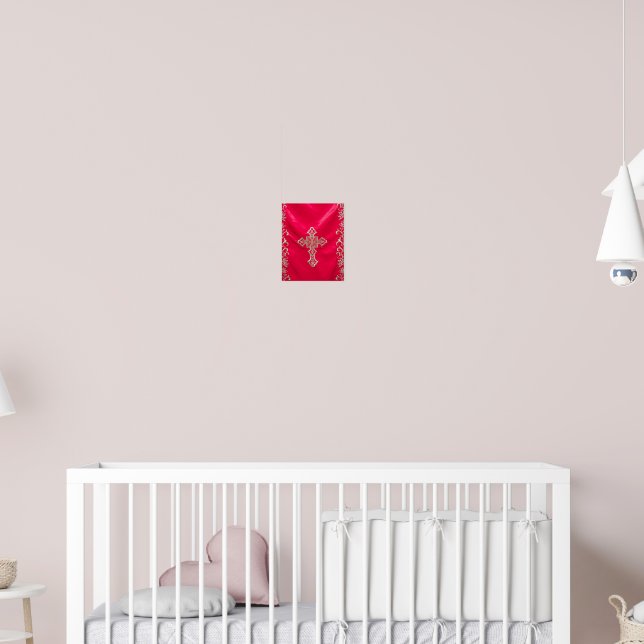 Sacred Crimson: Embroidered Orthodox Cross Poster (Nursery 2)
