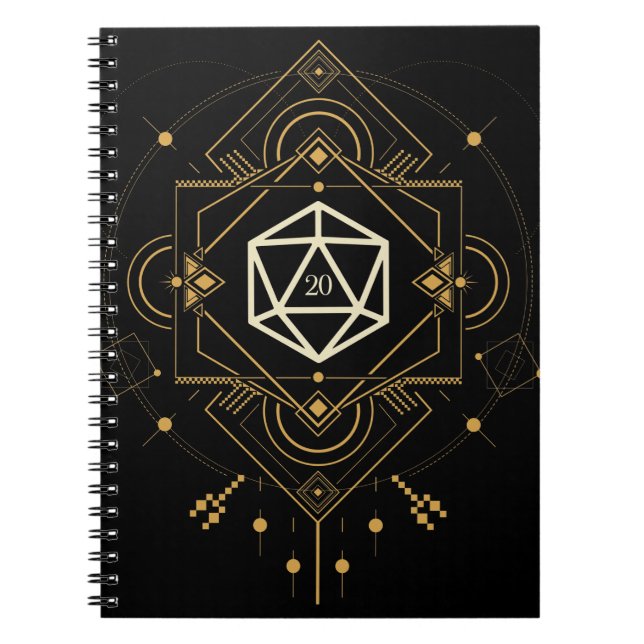 Sacred D20 Dice Minimalist Geometry Tabletop RPG Notebook (Front)