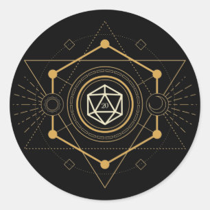 Sacred D20 Dice of the Sorcerer Tabletop RPG Classic Round Sticker