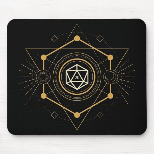 Sacred D20 Dice of the Sorcerer Tabletop RPG Mouse Pad