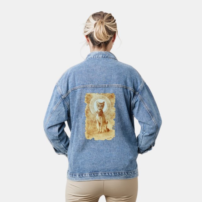 Sacred Egyptian Royal Cat Denim Jacket (Model)