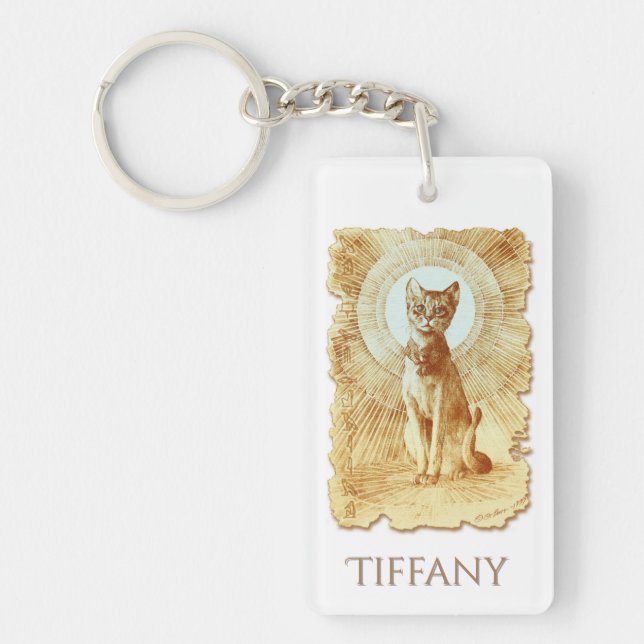 Sacred Egyptian Royal Cat Personalized  Keychain (Front)